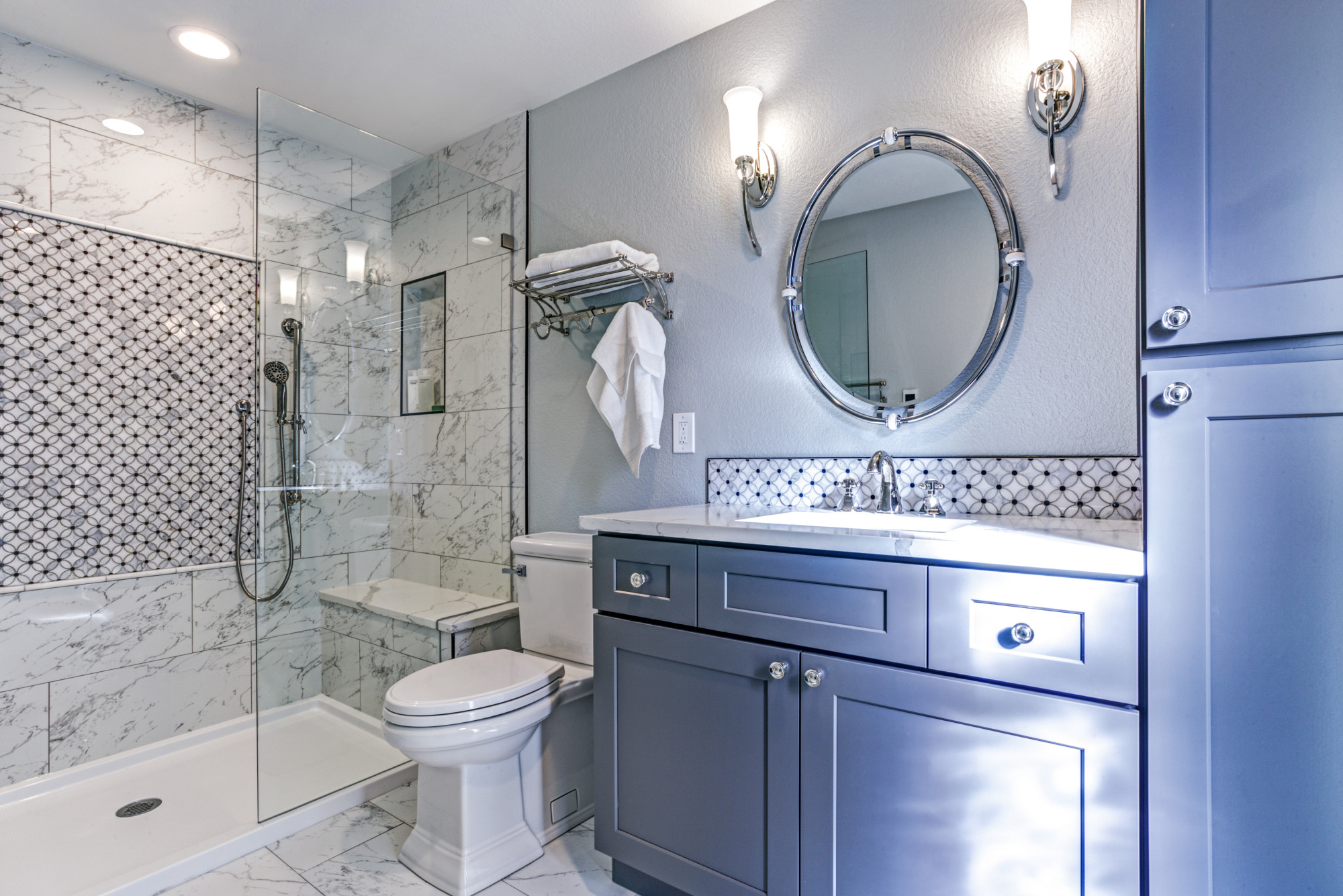 Blue Bathroom Design Montes Marble & Granite Atkinson, NH