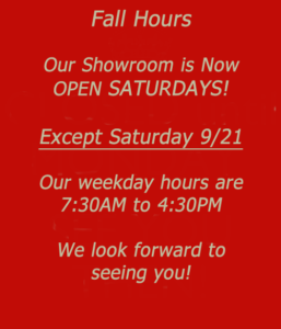 Fall Showroom Hours 2024 Montes Marble & Granite Atkinson NH