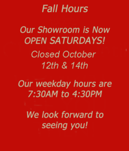 Fall Showroom Hours 2024 Montes Marble & Granite Atkinson NH